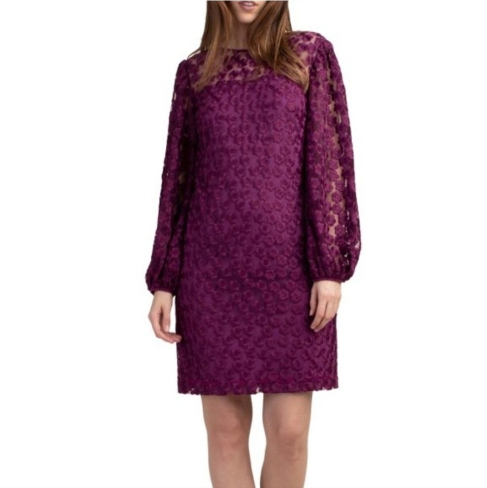 NWT Trina Turk Rich Purple Long Sleeve Dress